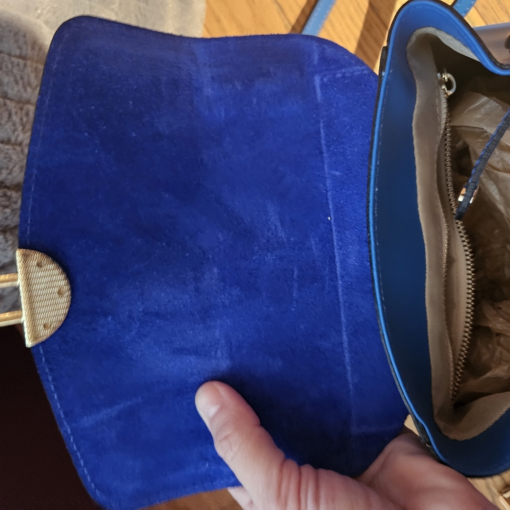 Viola Castellani Blue Italian Leather Mini Backpack Purse NWT - Picture 8 of 8